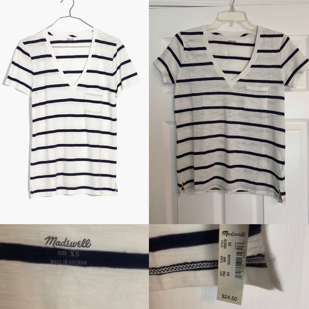 NWT Whisper Cotton V-Neck Pocket Tee, XS